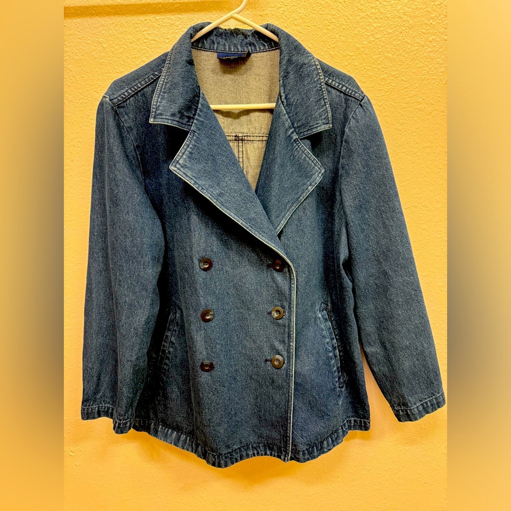 Charter Club Women’s Denim Blazer Coat Jacket L/XL Ptp 23.5”